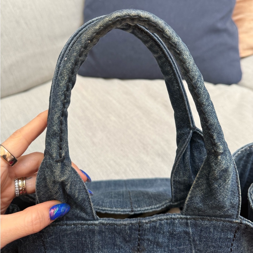 Prada Canapa MM Handbag Denim - Picture 3 of 10